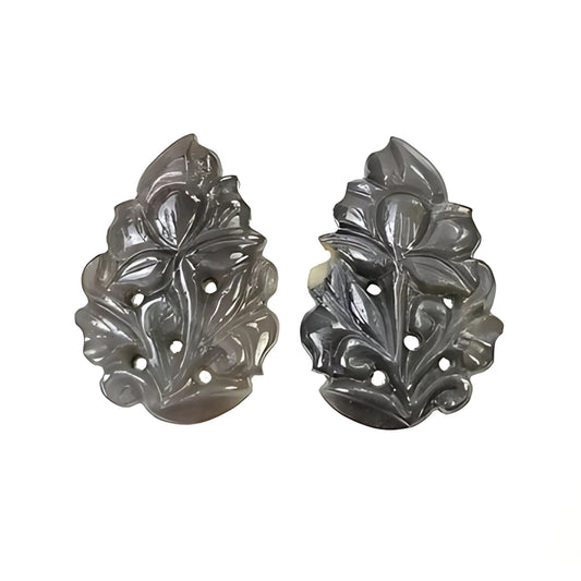 silver sapphire pear shape carving