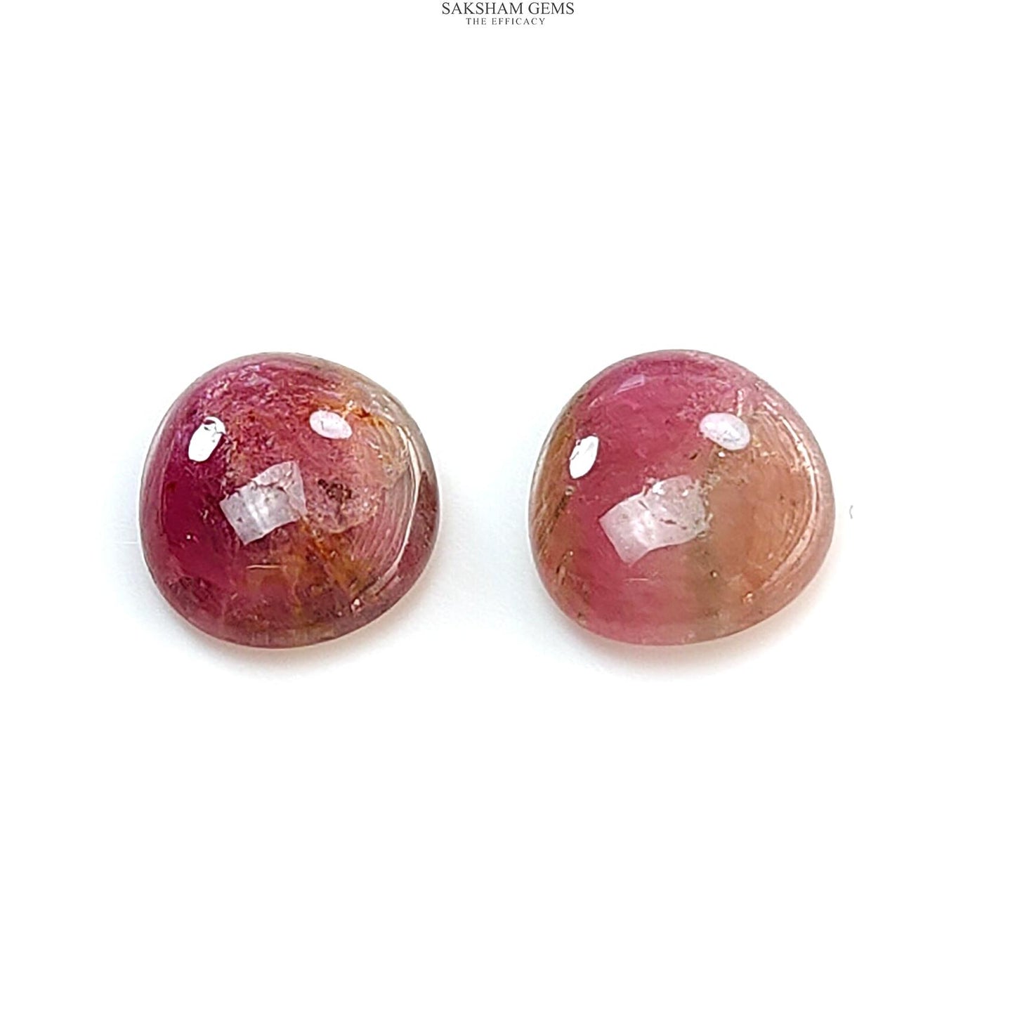 Watermelon Tourmaline Gemstone Cabochon: Natural Untreated Bi-Color Tourmaline Fancy Shape 2pcs Set for Jewelry October Birthstone