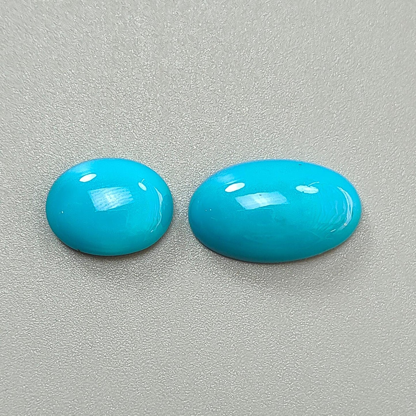 Blue Turquoise Gemstone Cabochon: Natural Untreated Sleeping Beauty Turquoise Oval, Round Shape 2pcs Set December Birthstone