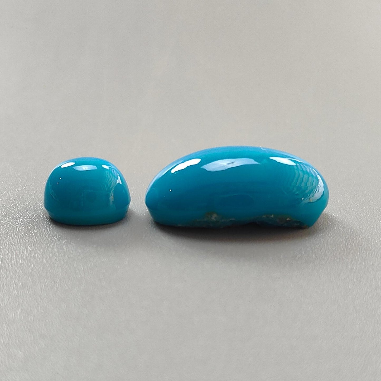 Blue Turquoise Gemstone Cabochon: Natural Untreated Sleeping Beauty Turquoise Oval, Round Shape 2pcs Set December Birthstone