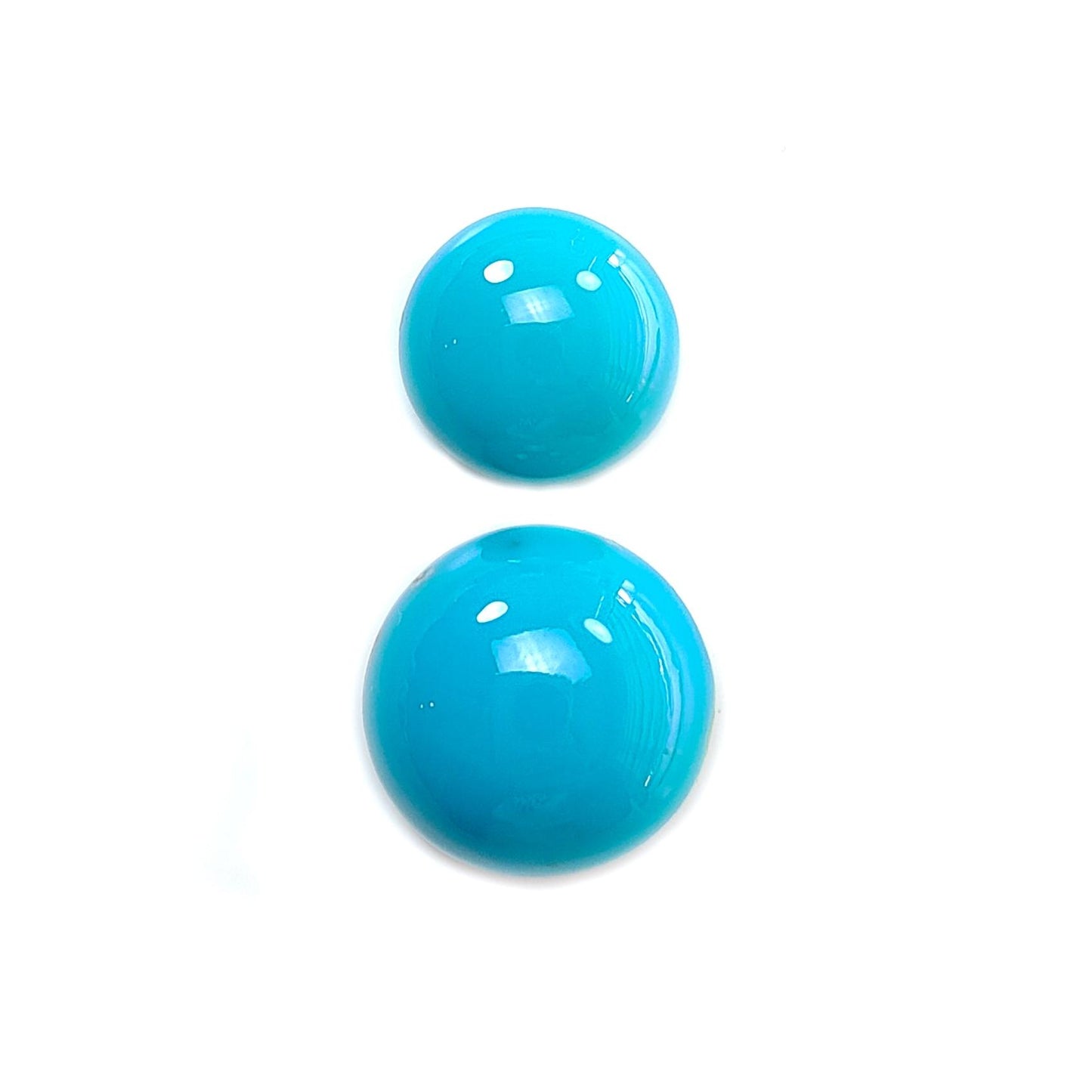 Blue Turquoise Gemstone Cabochon: Natural Untreated Sleeping Beauty Turquoise Oval, Round Shape 2pcs Set December Birthstone