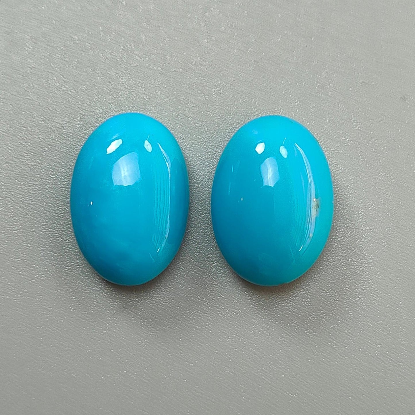 Blue Turquoise Gemstone Cabochon: 30.00cts Natural Sleeping Beauty Arizona Turquoise Oval Shape 20*14mm Pair for Jewelry December Birthstone