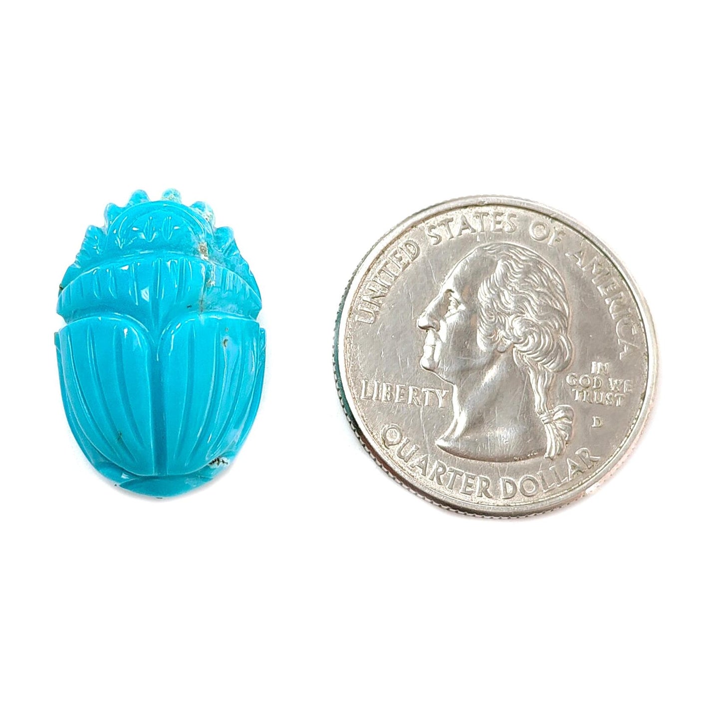 Blue Turquoise Gemstone Carving: 18.80cts Natural Turquoise Hand Carved Scarab 22*15mm 1pc for Jewelry December Birthstone