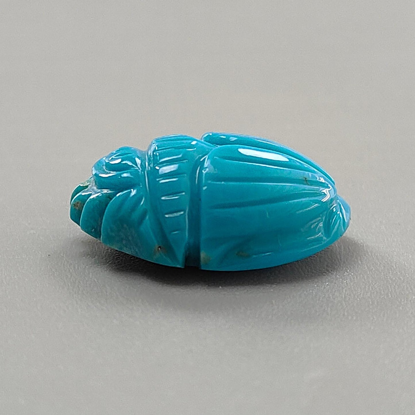 Blue Turquoise Gemstone Carving: 18.80cts Natural Turquoise Hand Carved Scarab 22*15mm 1pc for Jewelry December Birthstone