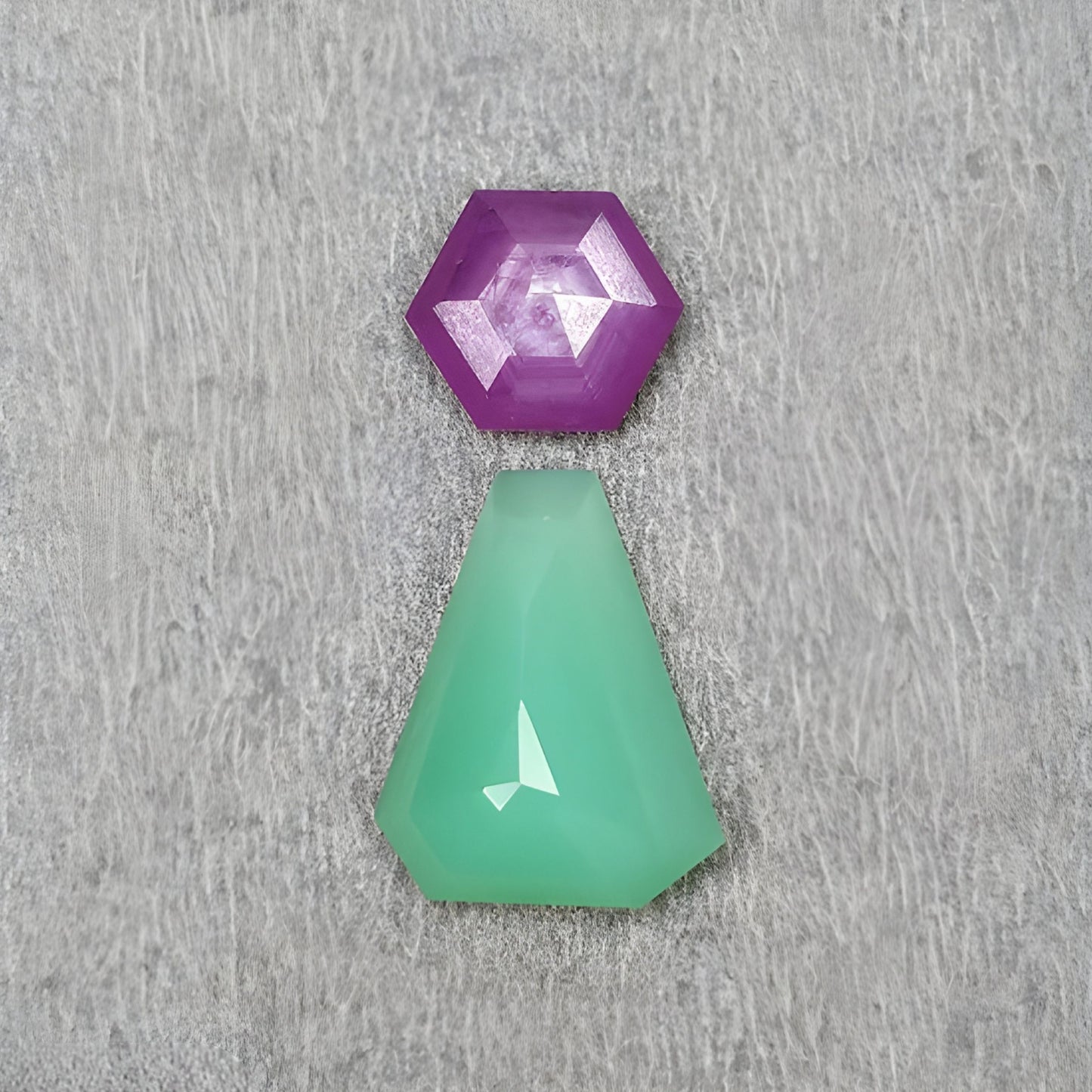 クリソプレーズ、サファイアステップカットファンシーシェイプ