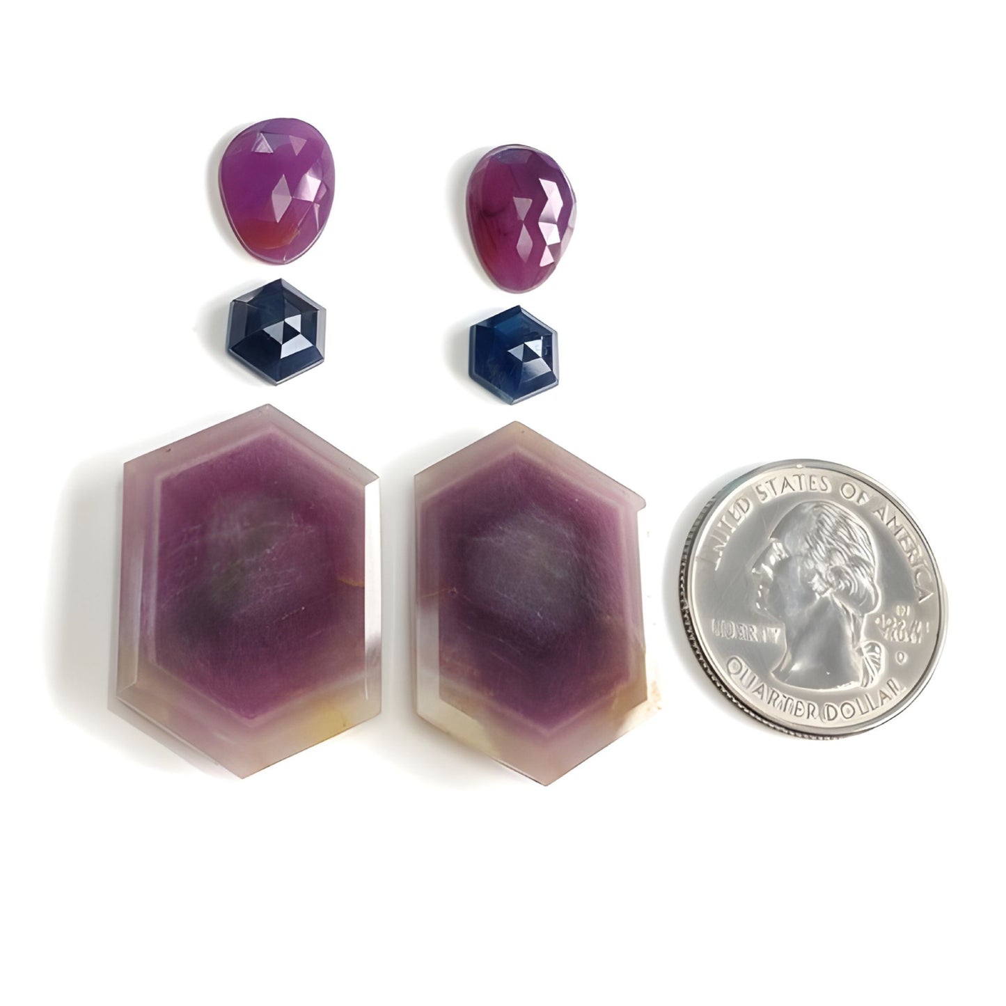 マルチカラーサファイア六角形ファセットカット