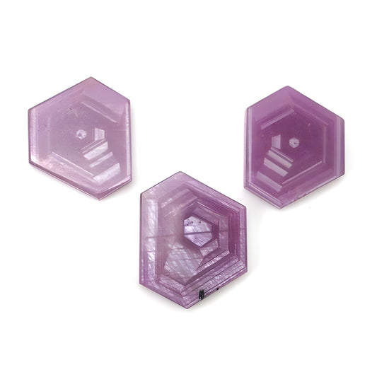 pink sapphire hexagon flat slices