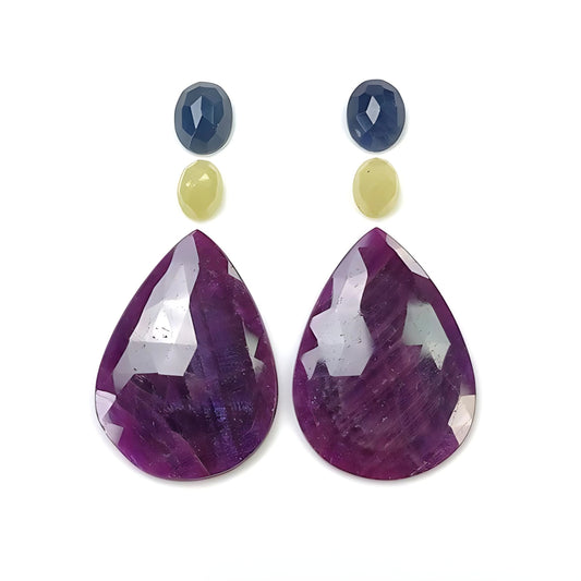 ruby, sapphire pear oval rose cut