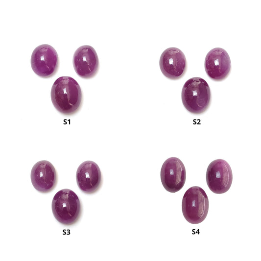 Ruby Gemstone Cabochon : Natural Untreated Unheated Ruby Oval Shape 3pcs Sets