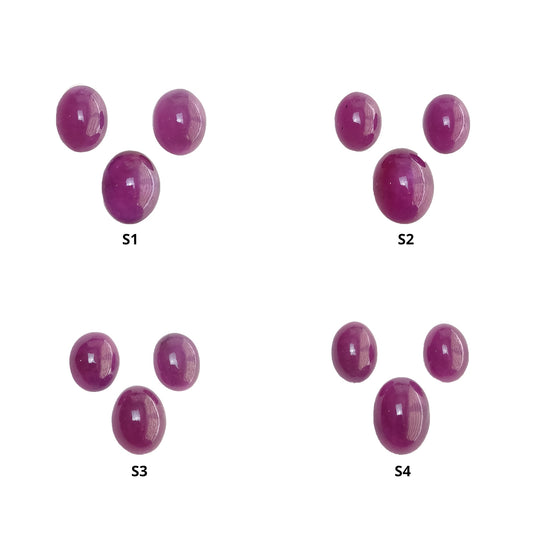 Ruby Gemstone Cabochon : Natural Untreated Unheated Ruby Oval Shape 3pcs Sets