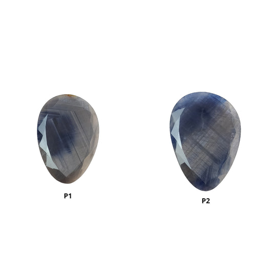 Silver Blue Sheen Sapphire Gemstone Normal Cut : Natural Untreated Unheated Sapphire Uneven Egg Shape