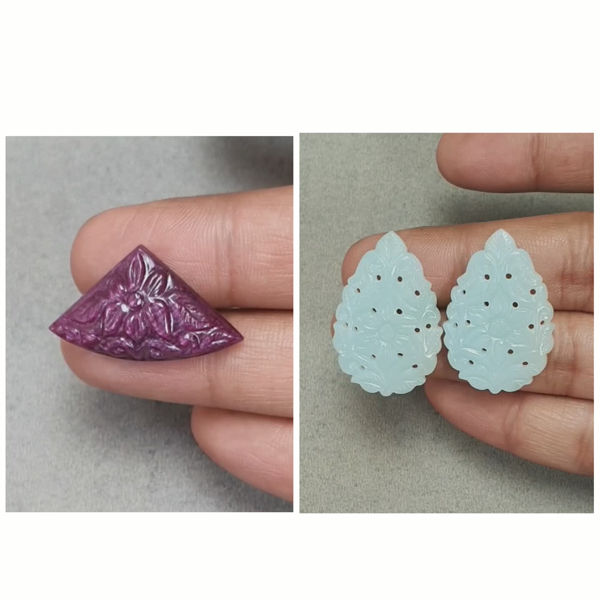 Ruby & Larimar Gemstone Carving