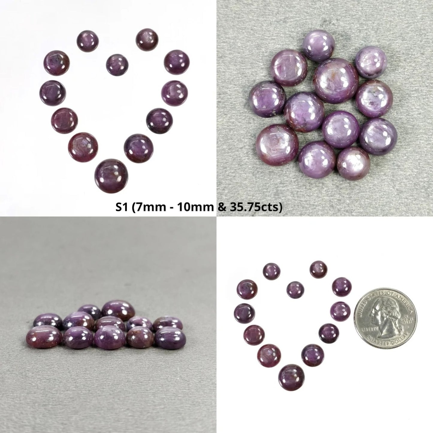Sapphire Gemstone Cabochon : Natural Untreated Raspberry Pink Sheen Sapphire Round Shape Sets