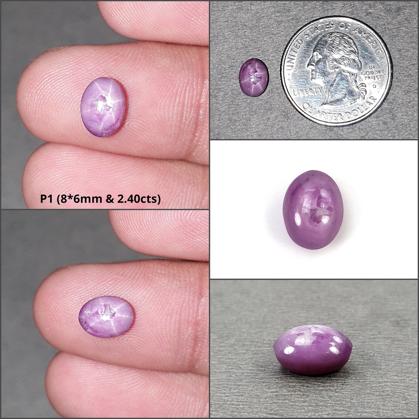 Star Sapphire Gemstone Cabochon : Natural Untreated Exclusive Rare Record Keeper Pink Sapphire 6Ray Star Oval Shape