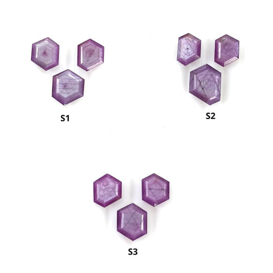 Sapphire Gemstone Normal Cut : Natural Untreated Unheated Raspberry Pink Sheen Sapphire Hexagon Shape