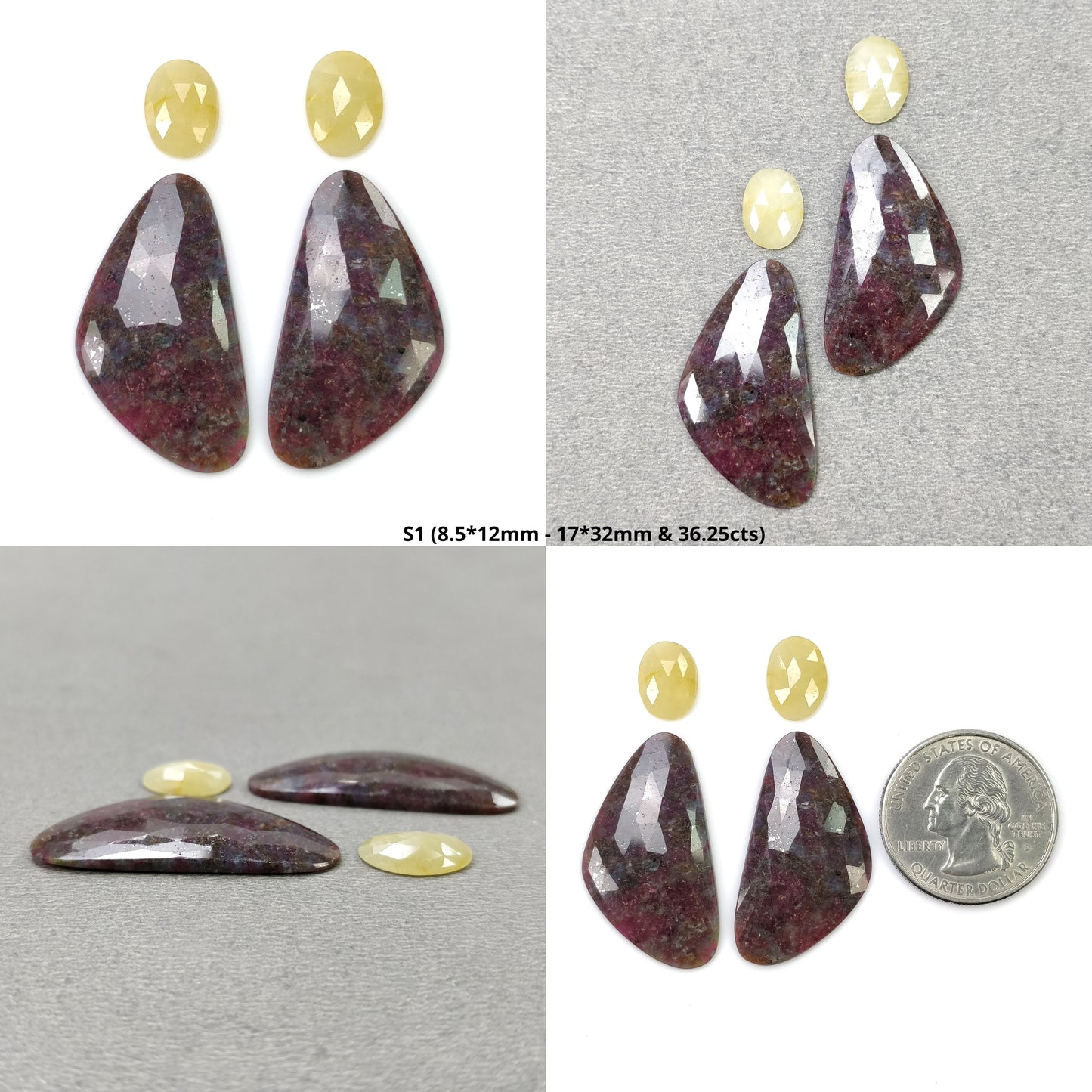 MULTI SAPPHIRE Gemstone Rose Cut : Natural Untreated Unheated Sapphire Bi-Color Pear And Uneven Shape 4pcs & 6pcs
