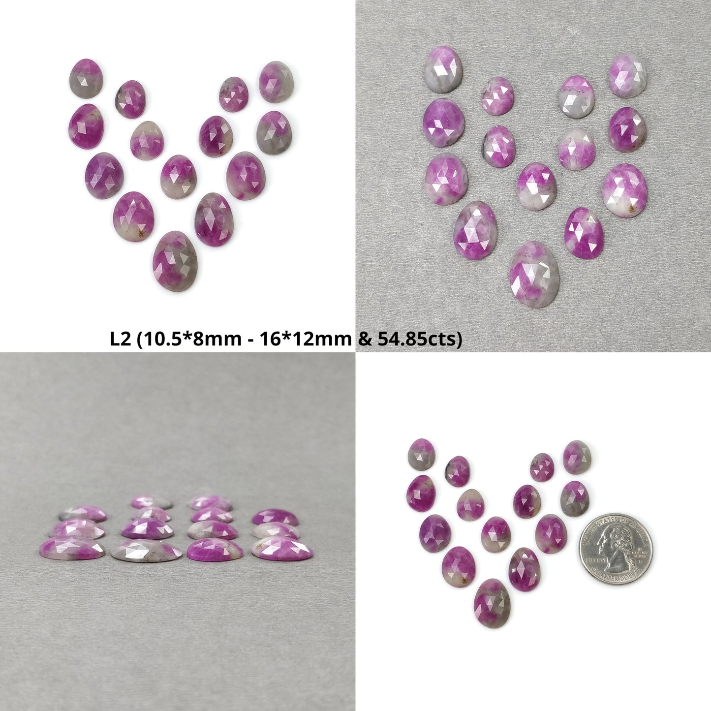 RUBY ZOISITE Gemstone Rose Cut : Natural Untreated Unheated Ruby Bi-Color Uneven Egg Shape 13pcs 14pcs & 16pcs (With Video)