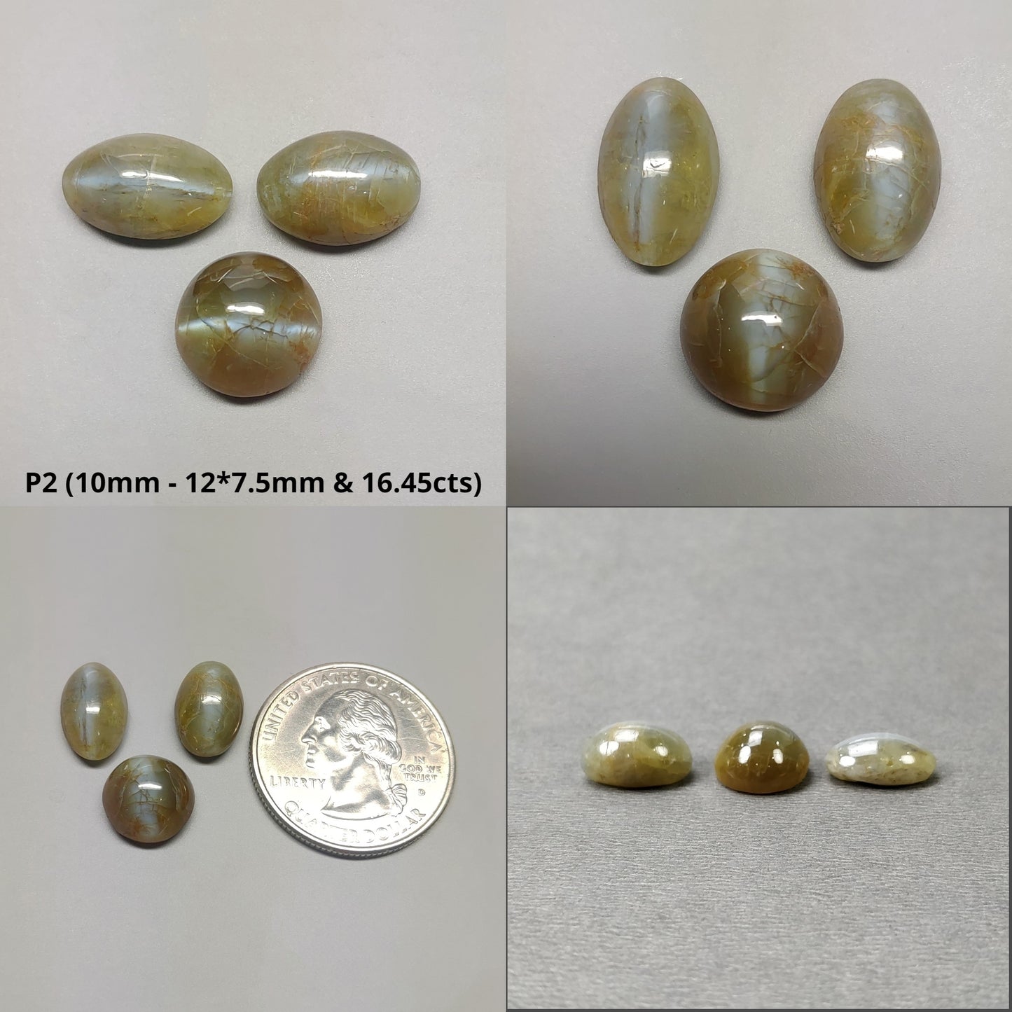 CHRYSOBERYL CAT'S EYE Gemstone Cabochon : Natural Untreated Unheated Cat's Eye Round And Oval Shape 1pcs 2pcs & 3pcs