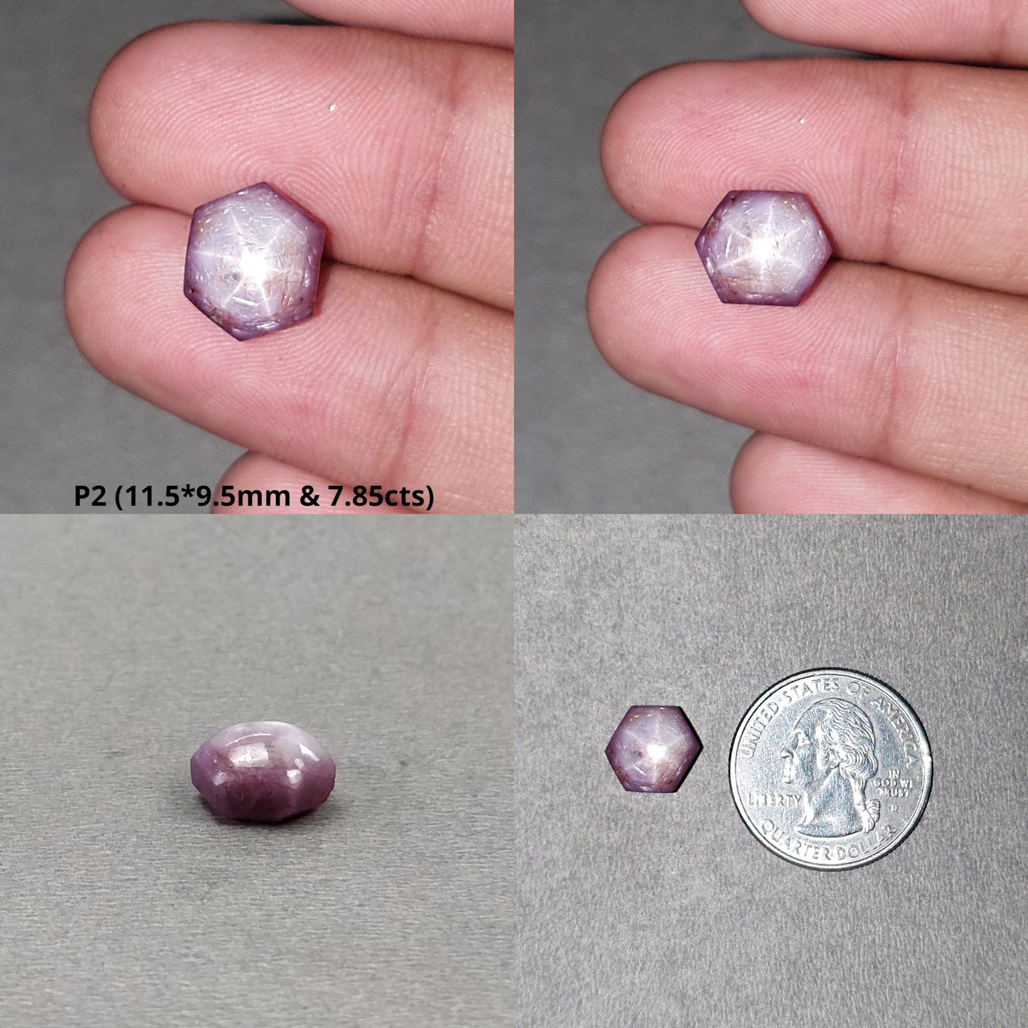 Star Sapphire Gemstone Cabochon : Natural Untreated African Pink Sapphire 6Ray Star Round & Oval Shape Set
