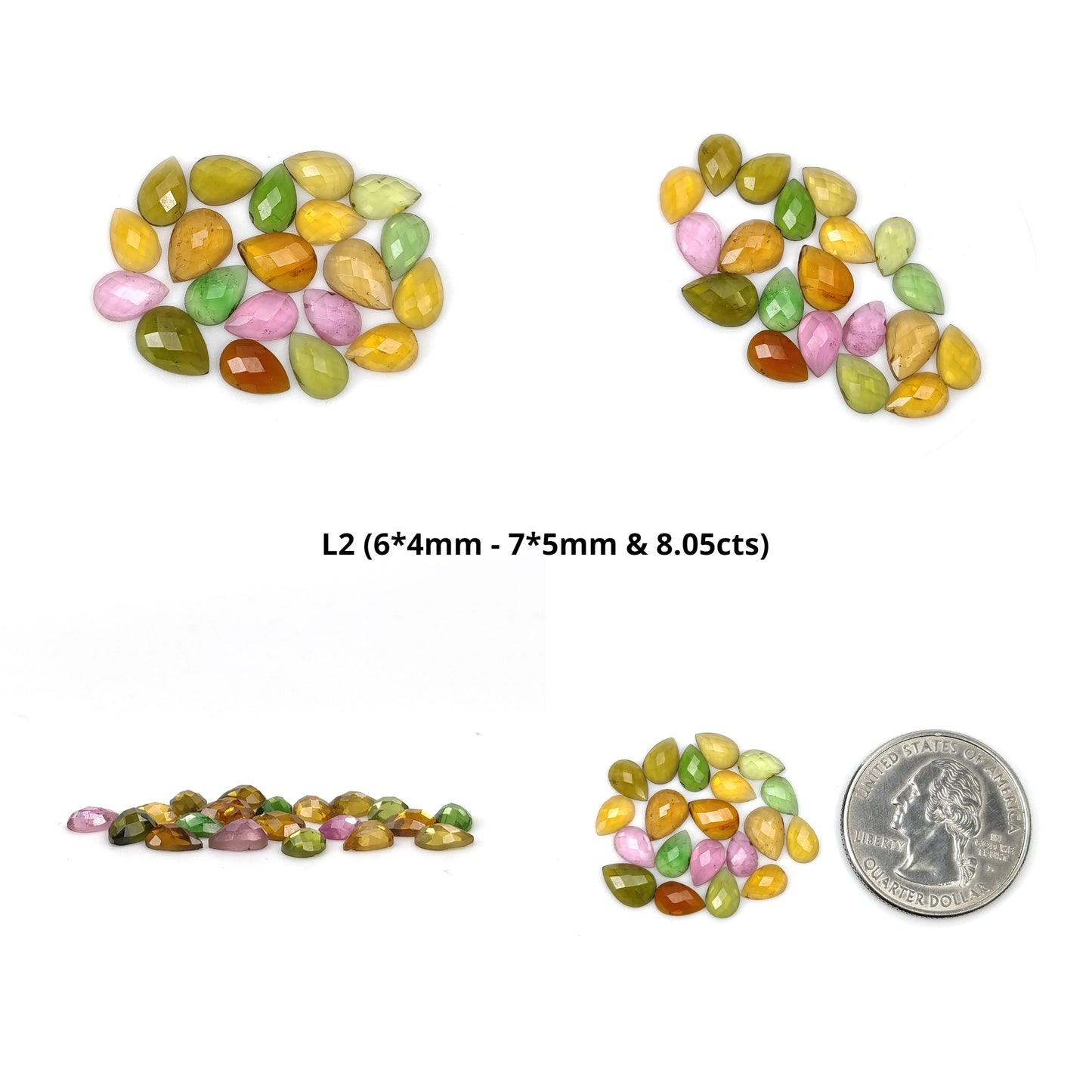 Multi Color TOURMALINE Gemstone Checker Cut : Natural Untreated Unheated Watermelon Tourmaline Oval Pear Shape Set