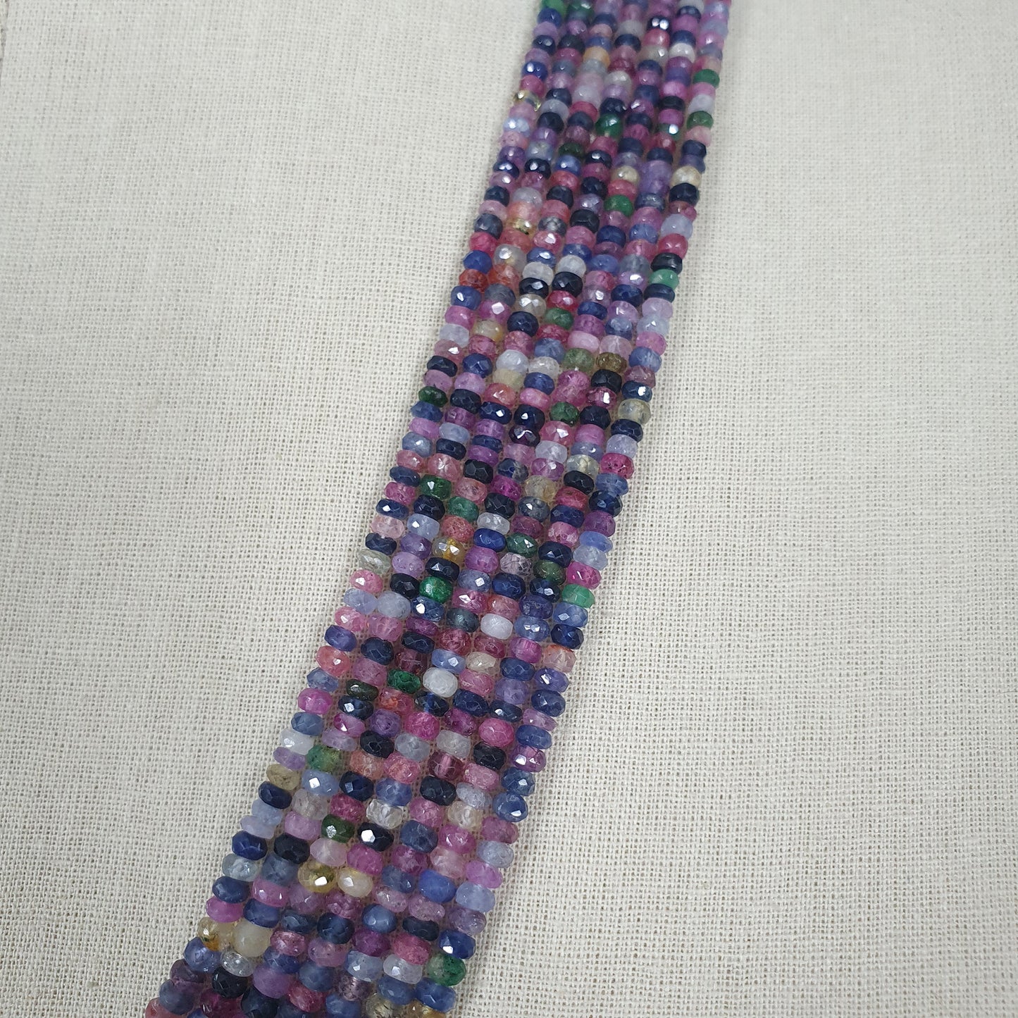 MULTI SAPPHIRE Gemstone NECKLACE : Natural Untreated Sapphire Faceted Shaded Rondelle Checker Cut Beads Necklace 19.2" - 22.2"
