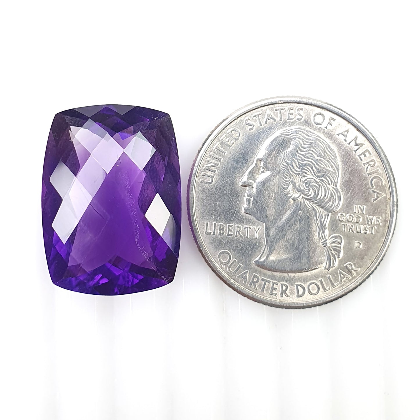 Purple RUTILE AMETHYST Quartz Gemstone Checker Cut : 17.00cts Natural Untreated Amethyst Cushion Shape 21*15mm (With Video)