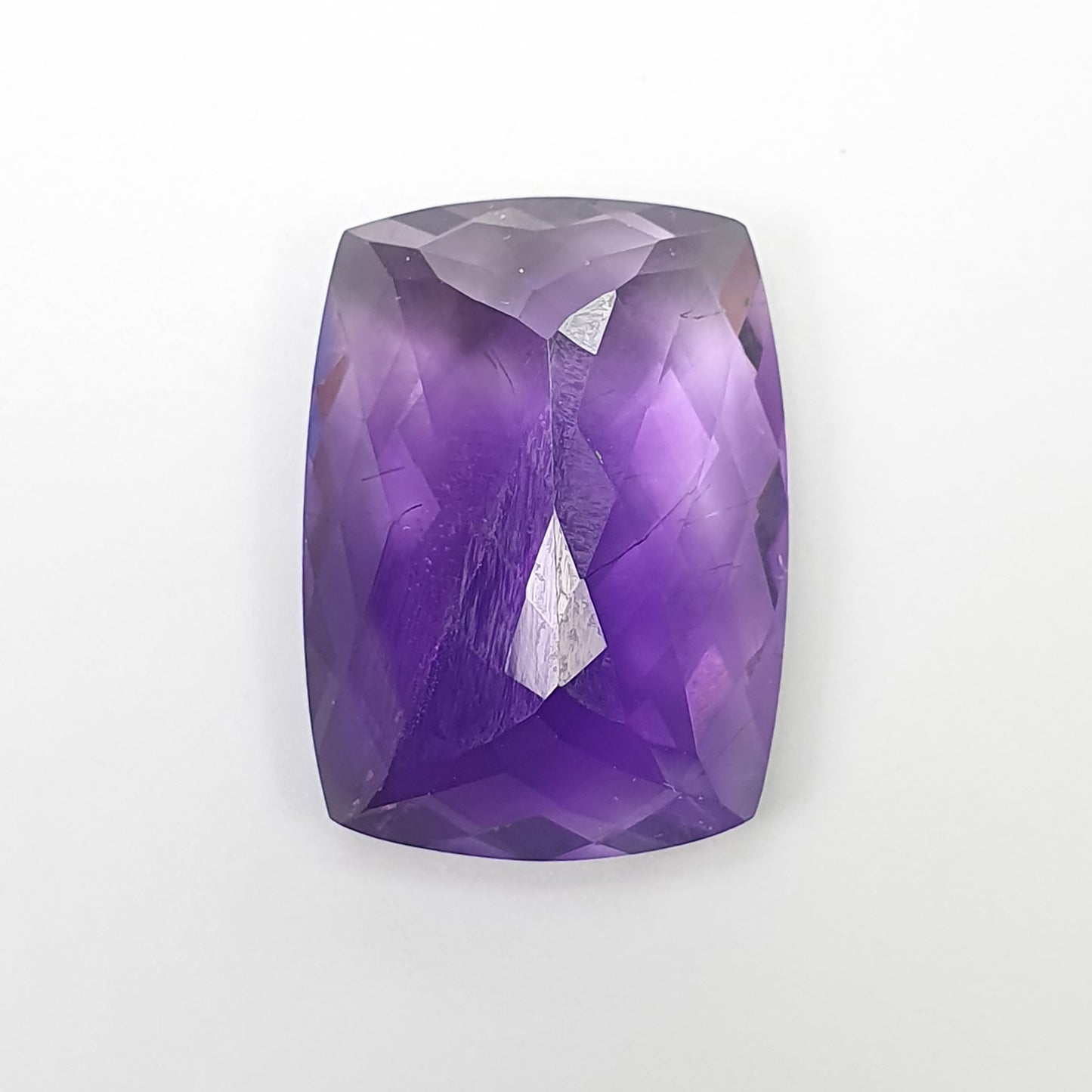 Purple RUTILE AMETHYST Quartz Gemstone Checker Cut : 17.00cts Natural Untreated Amethyst Cushion Shape 21*15mm (With Video)