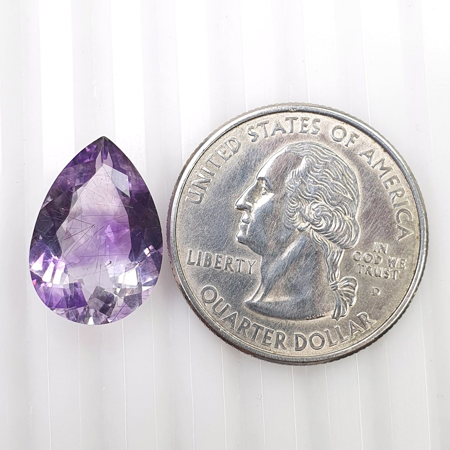 PURPLE RUTILE AMETHYST Gemstone Normal Cut : 6.40cts Natural Untreated Amethyst Pear Shape 12*17mm (With Video)