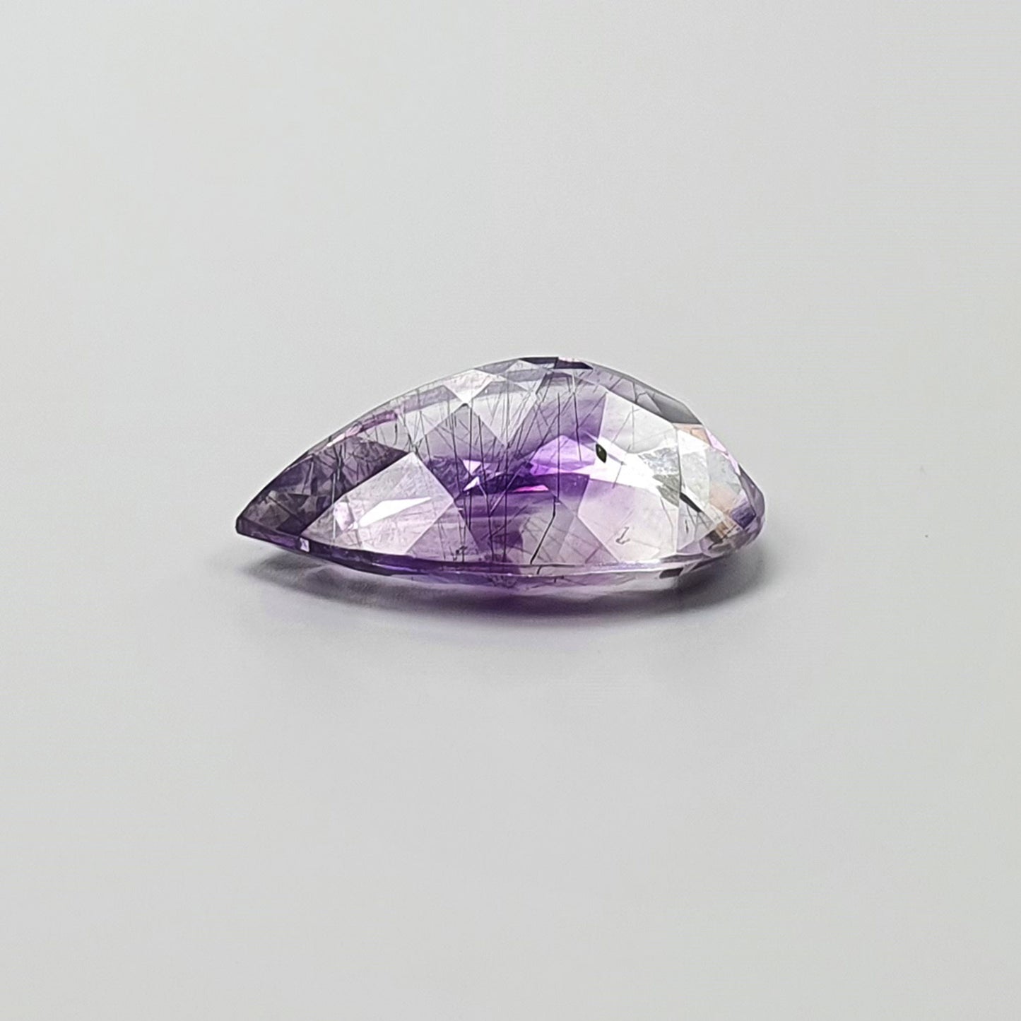 PURPLE RUTILE AMETHYST Gemstone Normal Cut : 6.40cts Natural Untreated Amethyst Pear Shape 12*17mm (With Video)