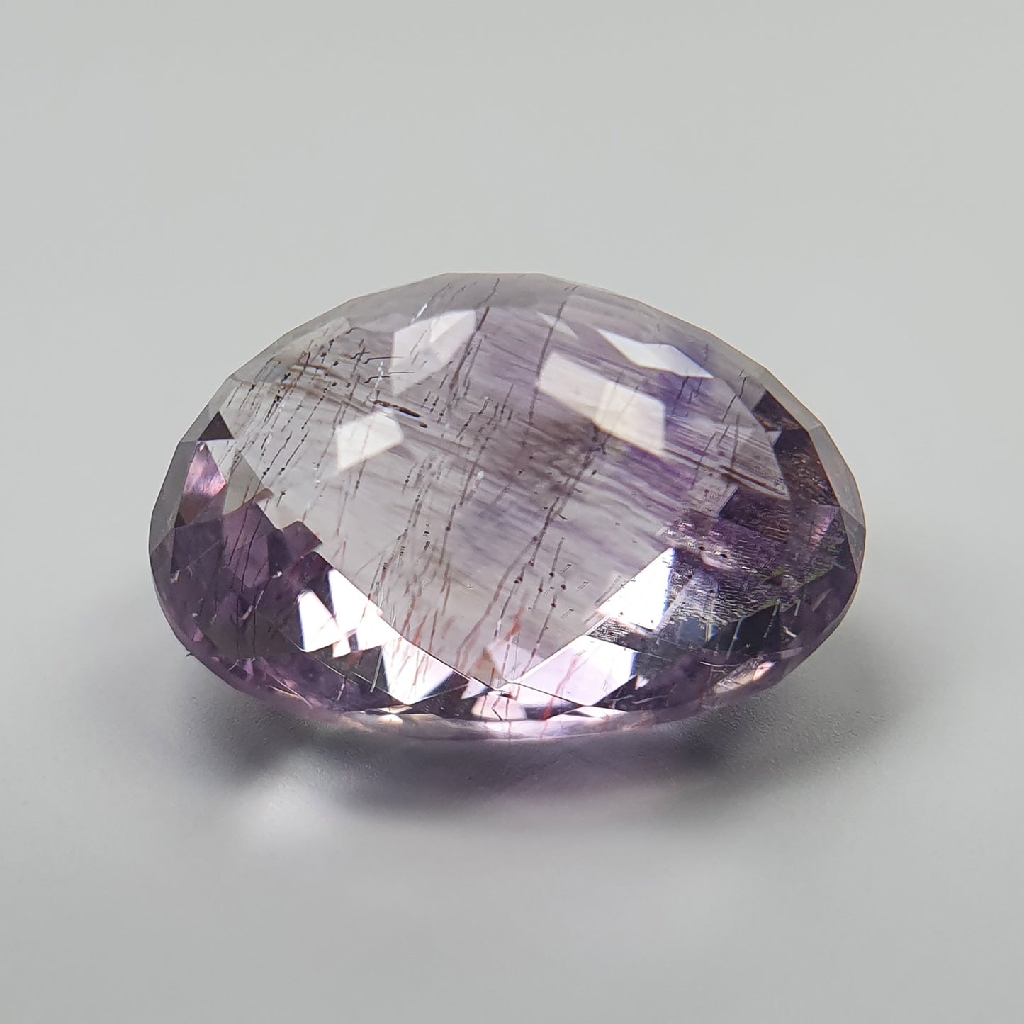 PURPLE RUTILE AMETHYST Quartz Gemstone Checker Cut : 16.00cts Natural Untreated Amethyst Oval Shape 14*18mm (With Video)