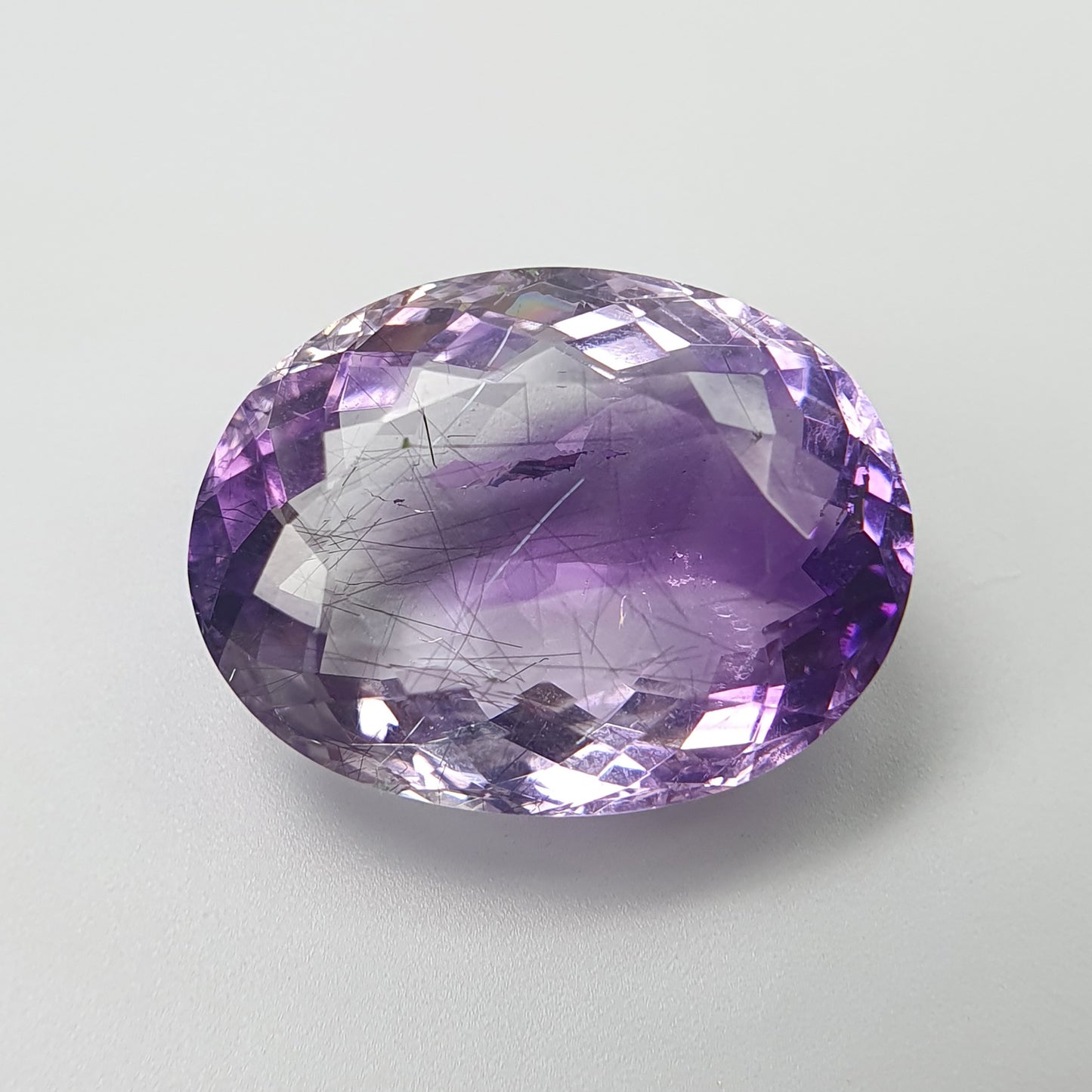 PURPLE RUTILE AMETHYST Quartz Gemstone Normal Cut : 16.00cts Natural Untreated Amethyst Oval Shape 15*19.5mm (With Video)