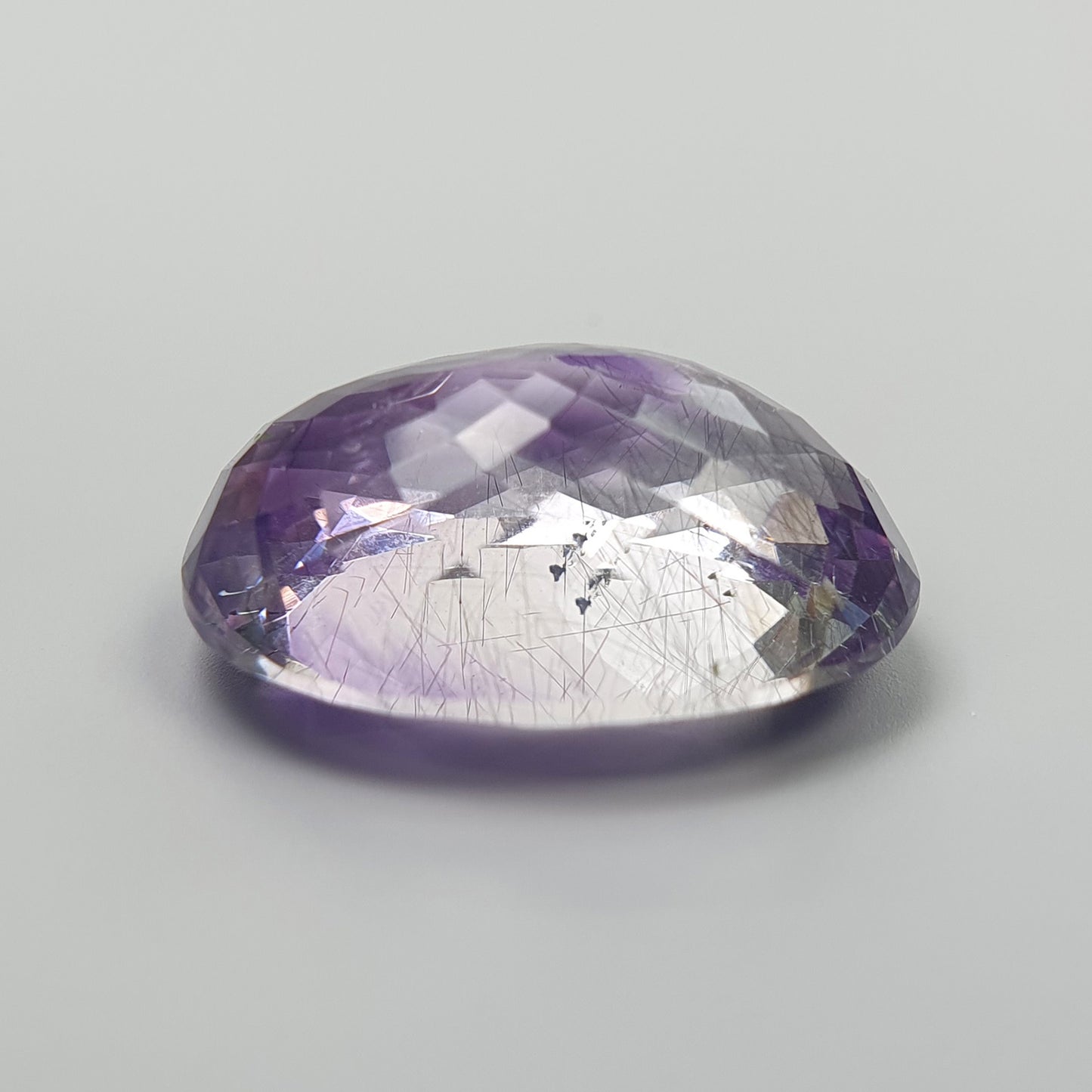 PURPLE RUTILE AMETHYST Quartz Gemstone Normal Cut : 16.00cts Natural Untreated Amethyst Oval Shape 15*19.5mm (With Video)