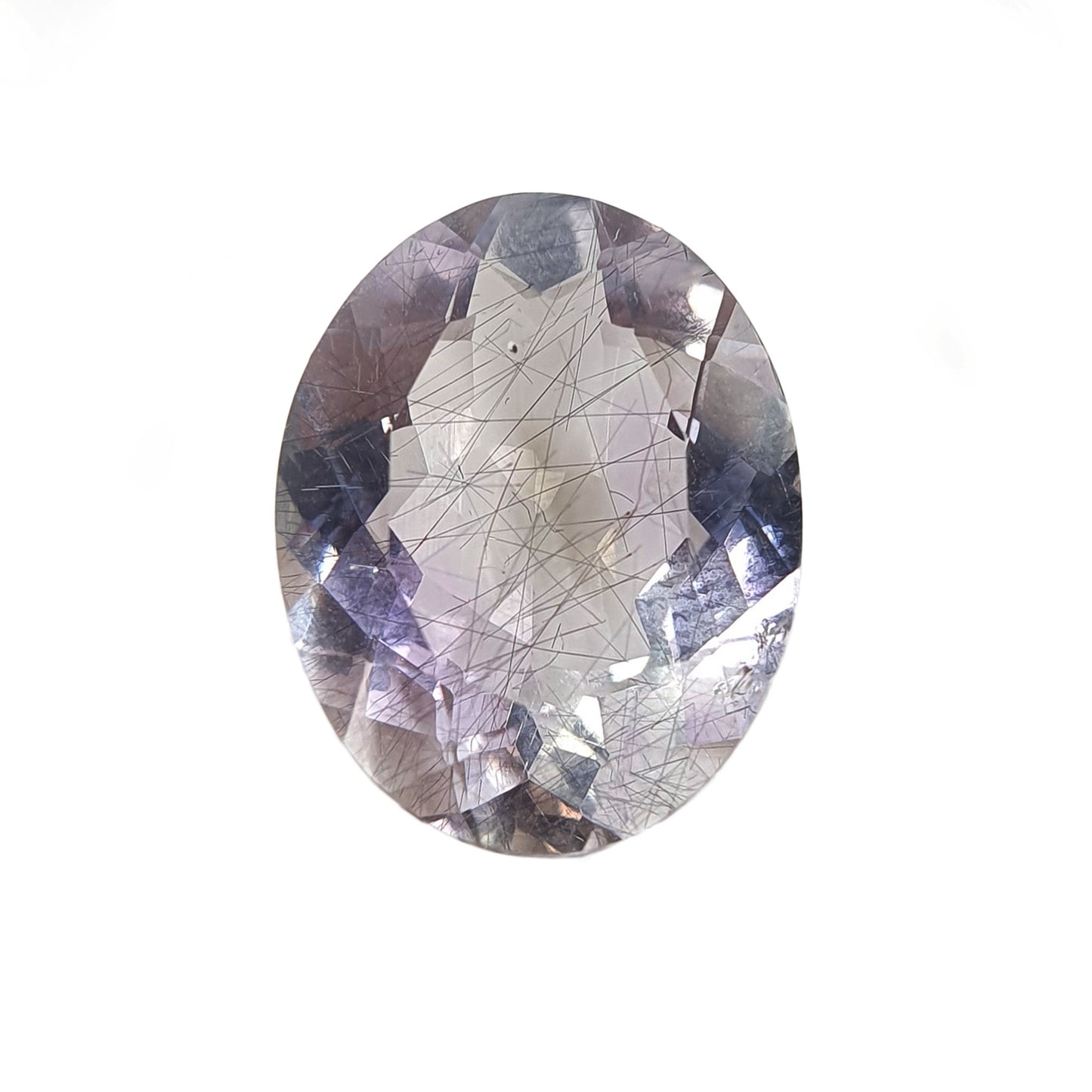 PURPLE RUTILE AMETHYST Quartz Gemstone Normal Cut : 7.95cts Natural Untreated Amethyst Oval Shape 12*16mm (With Video)