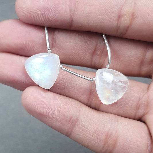 RAINBOW MOONSTONE Gemstone Loose Beads : 21.60cts Natural Untreated Unheated Moonstone Pear Shape 15.5*15mm Pair (With Video)
