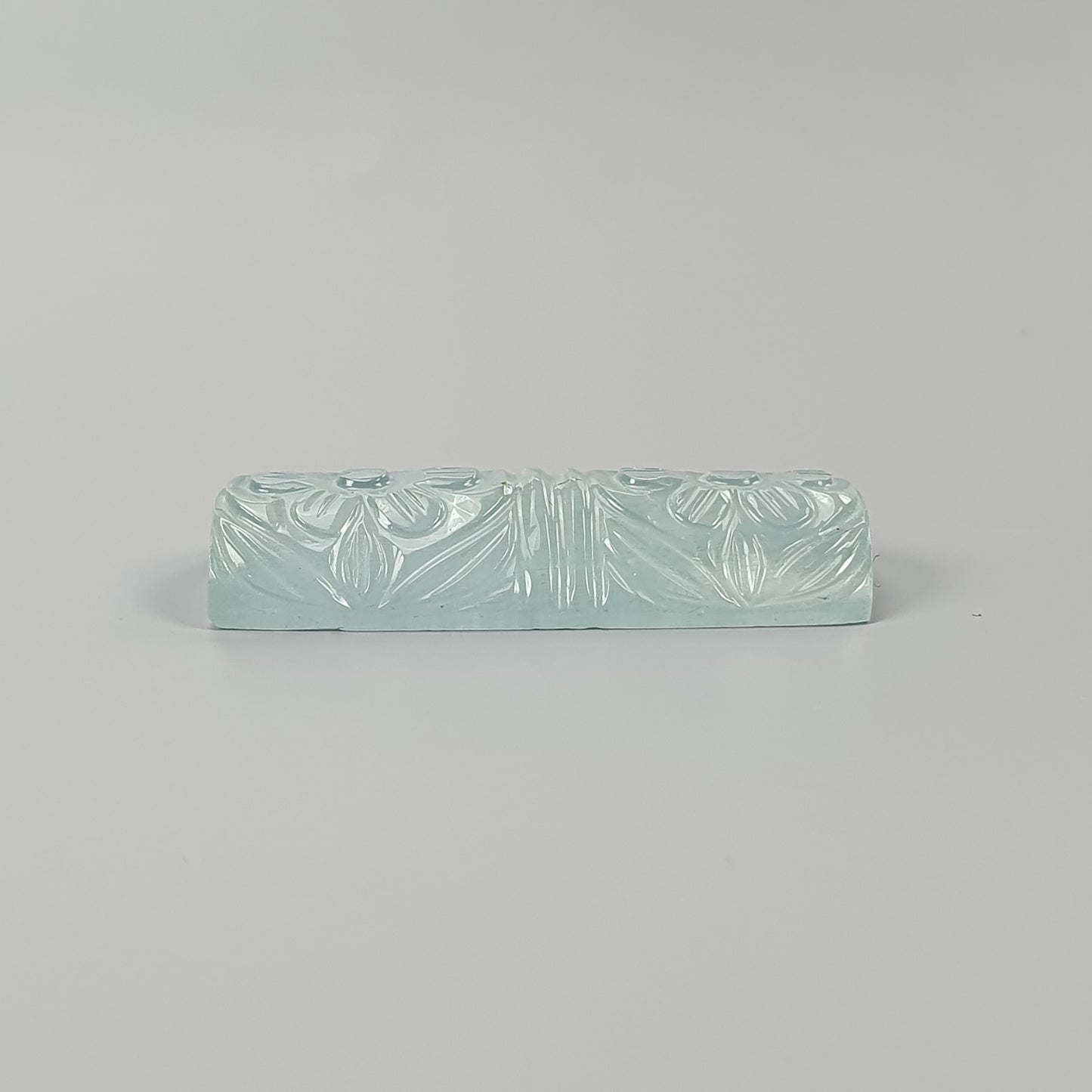 AQUAMARINE Gemstone Carving : 35.80cts Natural Untreated Blue Aquamarine Hand Carved Cushion Shape 37*16mm