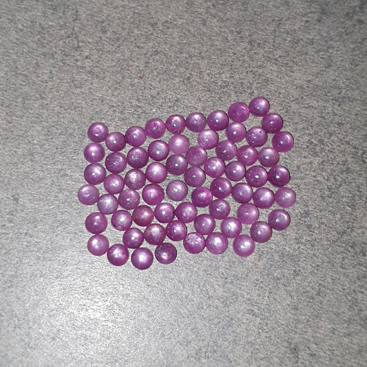 Star Sheen Ruby Gemstone Cabochon : 29.05cts Natural Untreated Ruby Round Shape Cabochon 4mm 64pcs