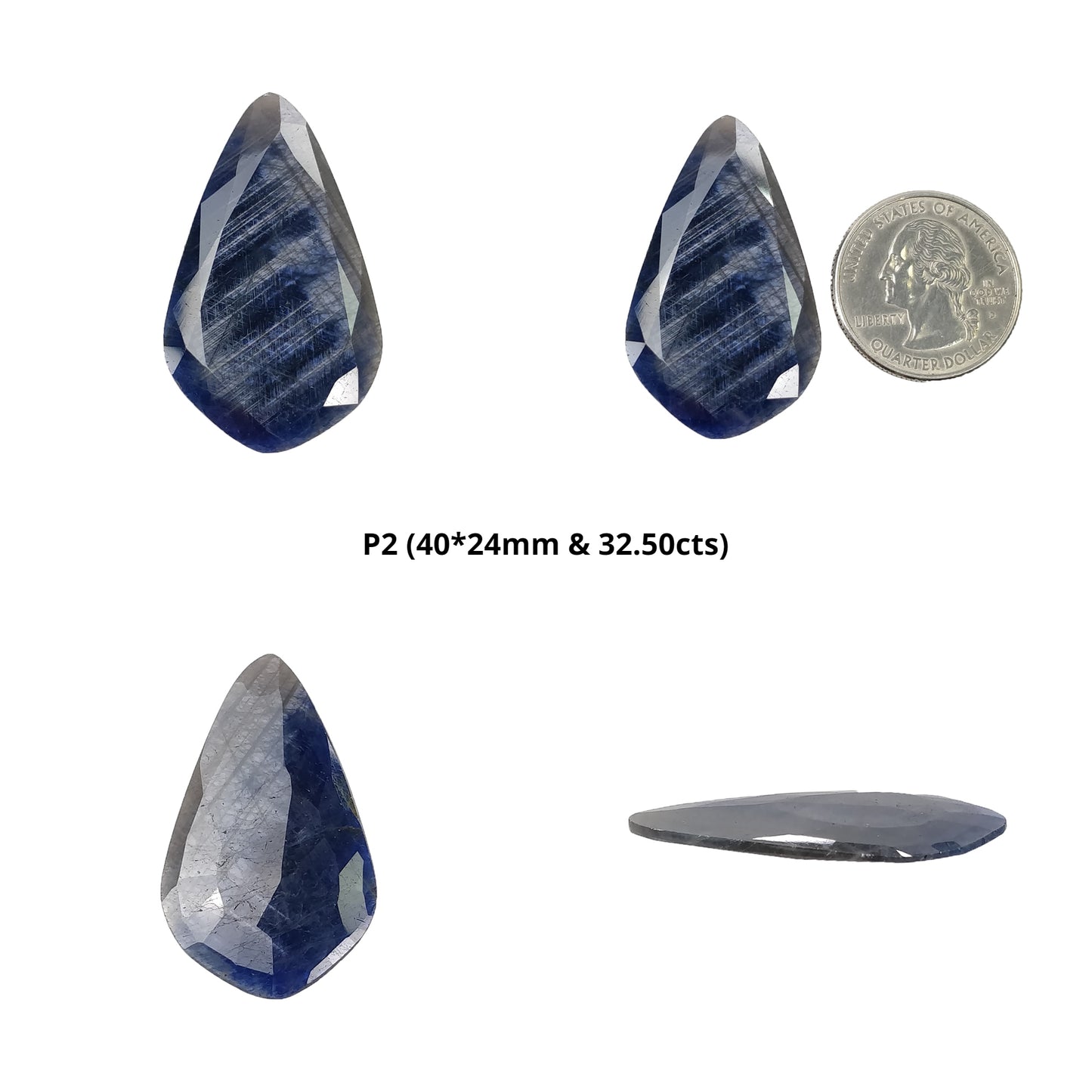 Sapphire Gemstone Normal Cut : Natural Untreated Unheated Blue Silver Sapphire Pear Oval Shape Pairs
