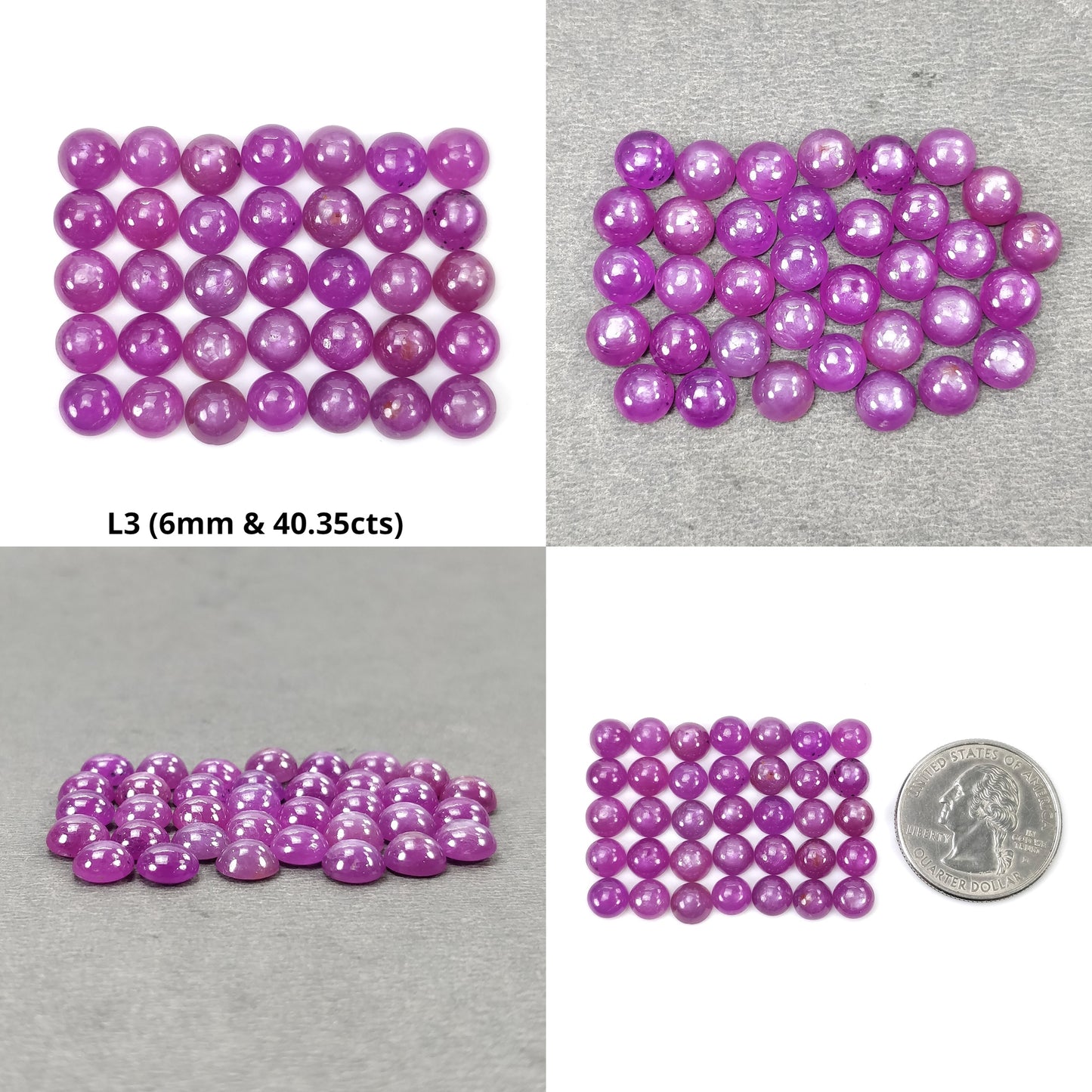 Sapphire Gemstone Cabochon : Natural Untreated Raspberry Pink Sheen Sapphire Round Shape 6mm Lots