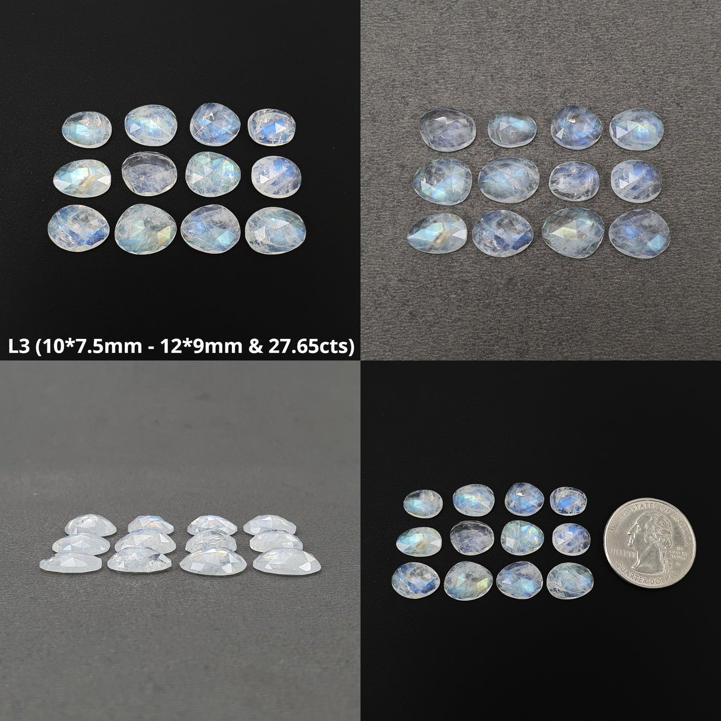 RAINBOW MOONSTONE Gemstone Rose Cut : Natural Untreated Unheated Moonstone Uneven Shape Lots