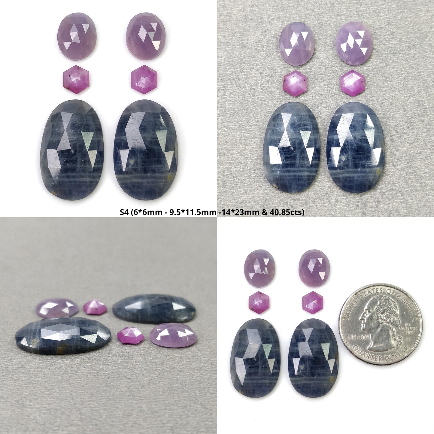 MULTI SAPPHIRE Gemstone Rose Cut : Natural Untreated Unheated Sapphire Bi-Color Pear And Uneven Shape 4pcs & 6pcs