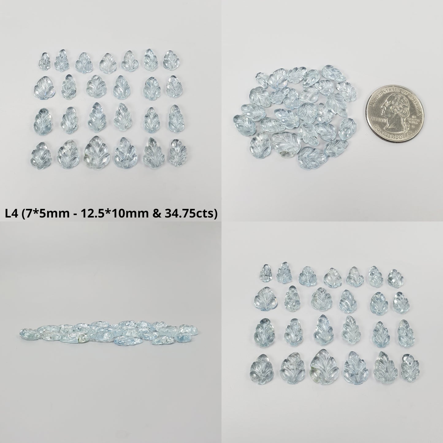 BLUE AQUAMARINE Gemstone Carving  : Natural Untreated Unheated Aquamarine Hand Carved Leaves Lots