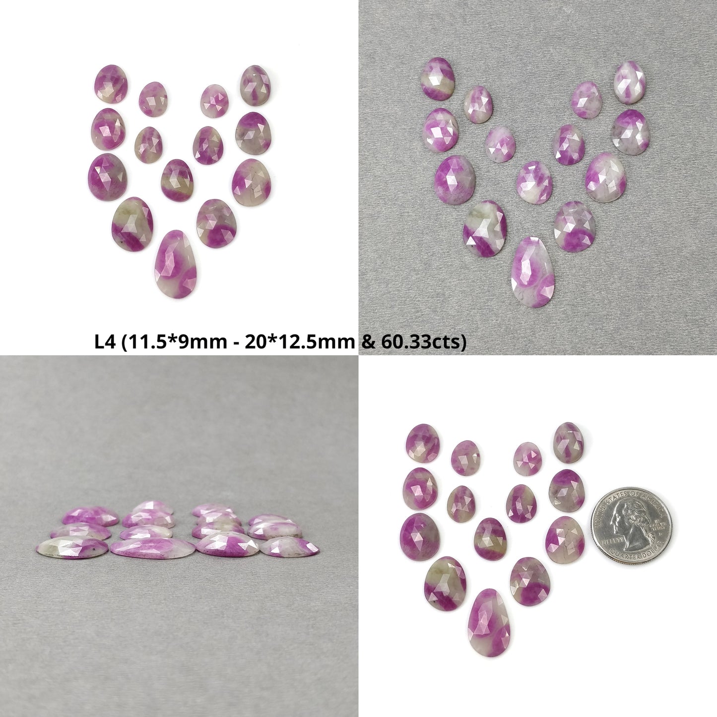 RUBY ZOISITE Gemstone Rose Cut : Natural Untreated Unheated Ruby Bi-Color Uneven Egg Shape 13pcs 14pcs & 16pcs (With Video)