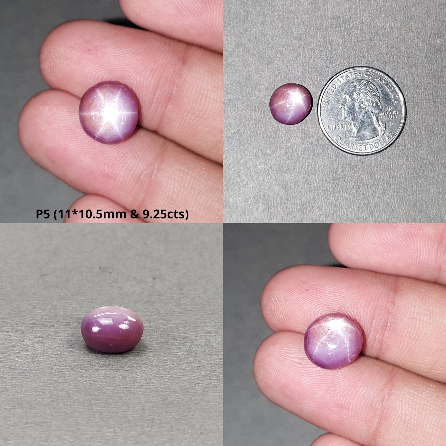 Star Sapphire Gemstone Cabochon : Natural Untreated African Pink Sapphire 6Ray Star Round & Oval Shape Set