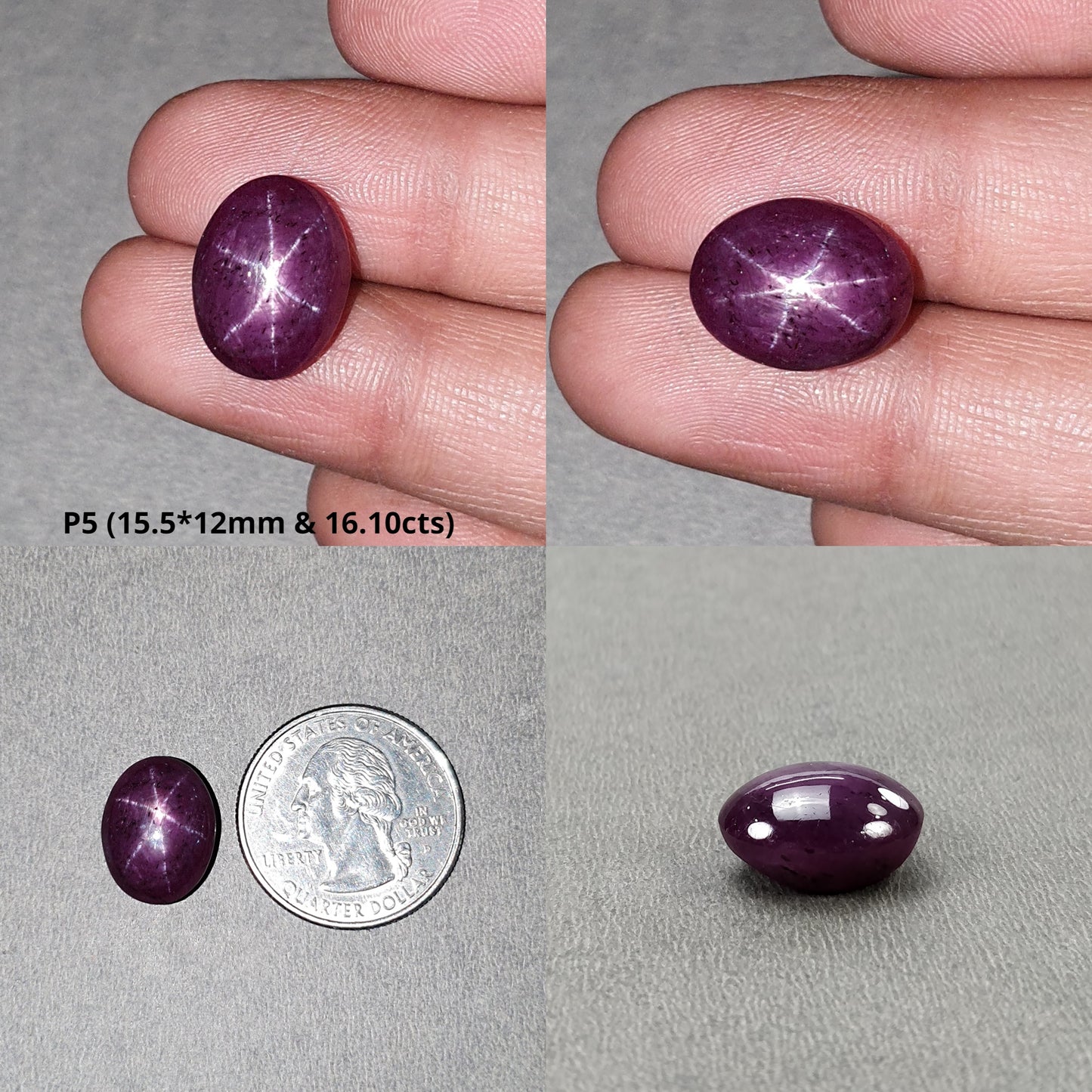 Star Ruby Gemstone Cabochon : Natural Untreated Unheated Red 6Ray Star Ruby Oval Shape