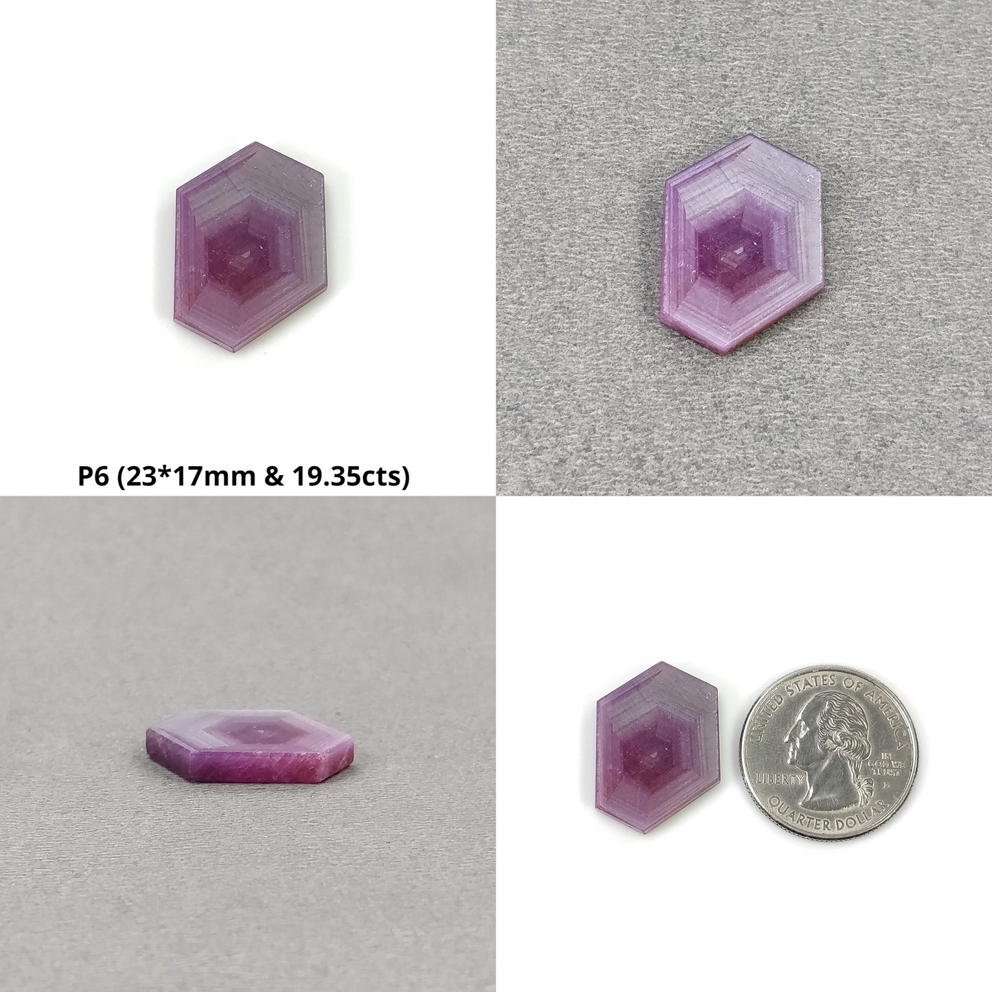 Sapphire Gemstone Flat Slices : Natural Untreated Rosemary Pink Sapphire Hexagon Shape