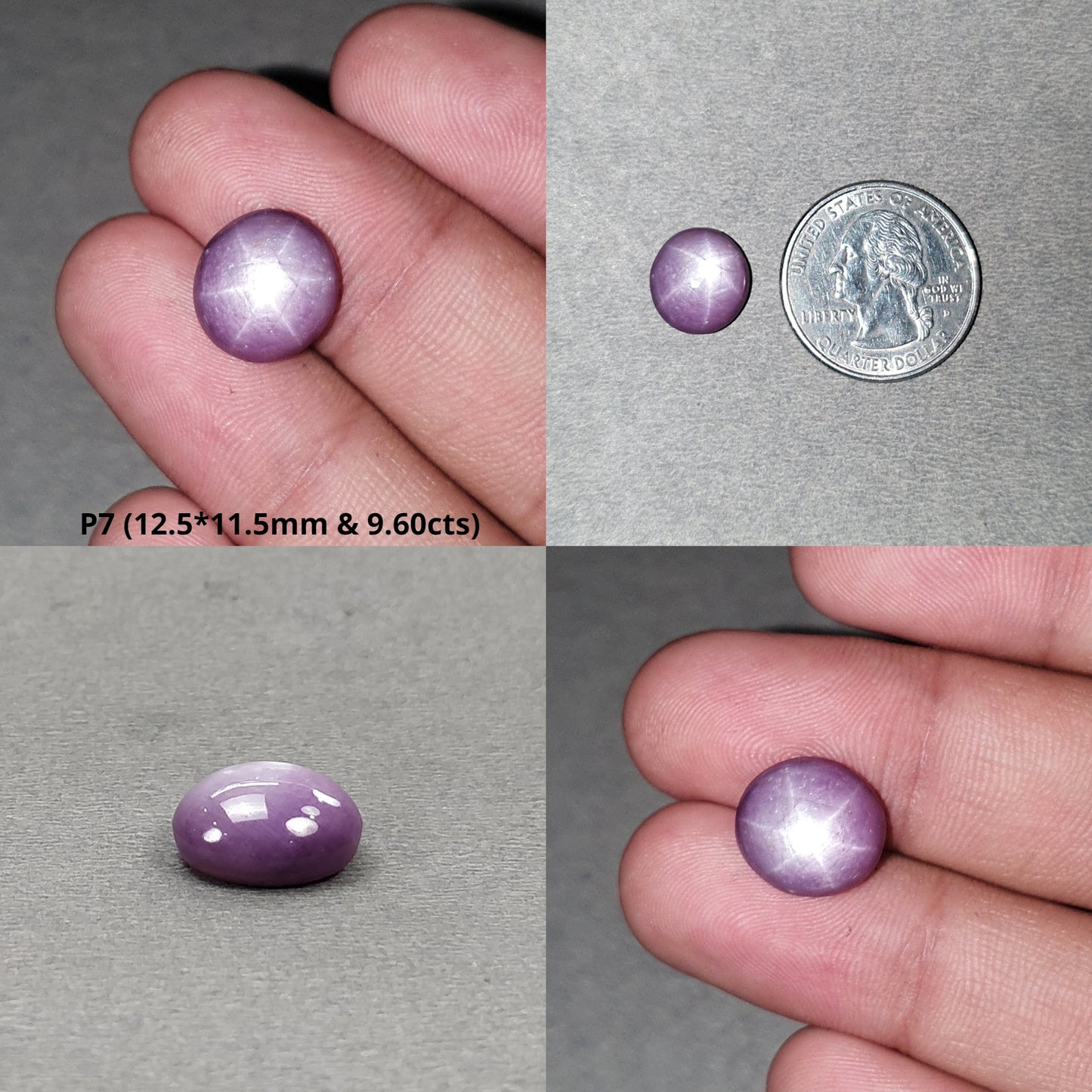 Star Sapphire Gemstone Cabochon : Natural Untreated African Pink Sapphire 6Ray Star Round & Oval Shape Set