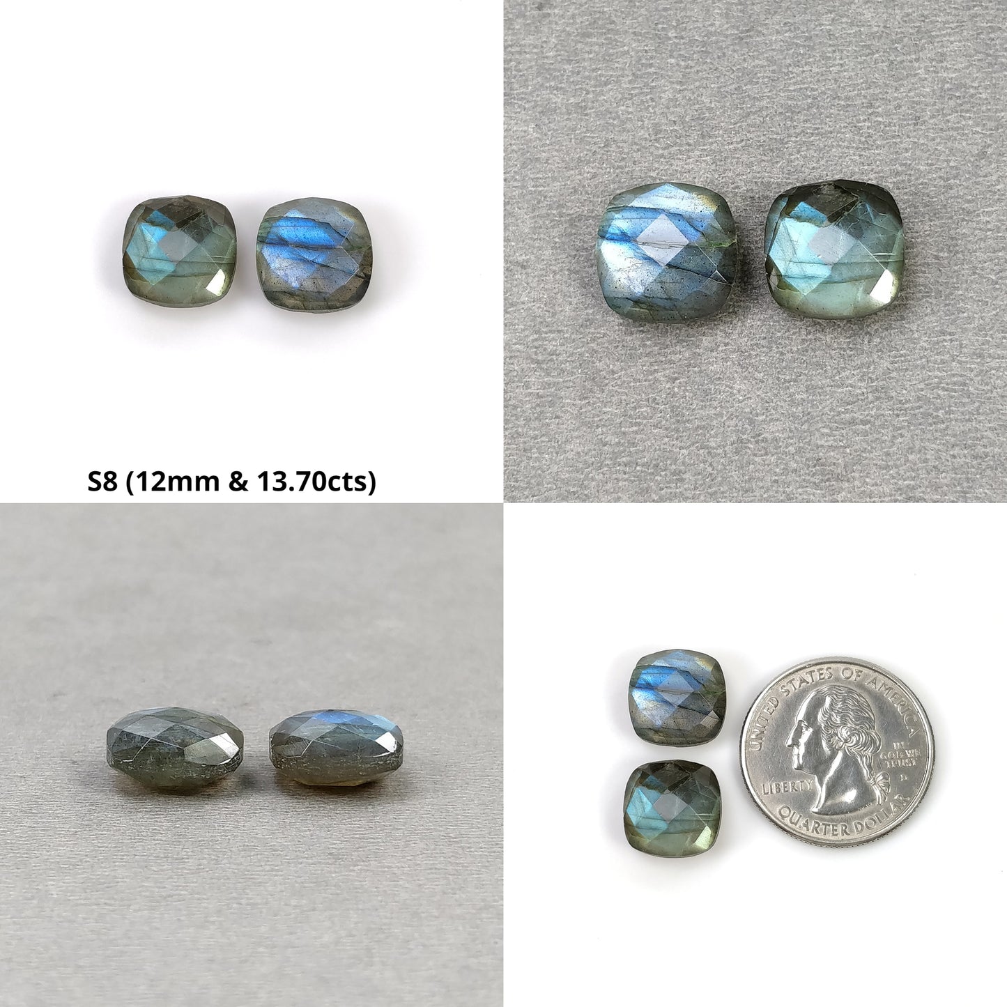 Labradorite Gemstone Checker Cut : Natural Untreated Rainbow Flashing Labradorite Pear Oval Shape Briolette Set For Jewelry