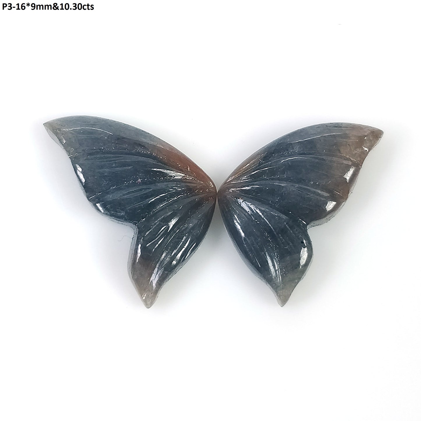 MULTI SAPPHIRE Gemstone Carving: Natural Untreated Bi-Color Sapphire Hand Carved BUTTERFLY Pair (With Video)