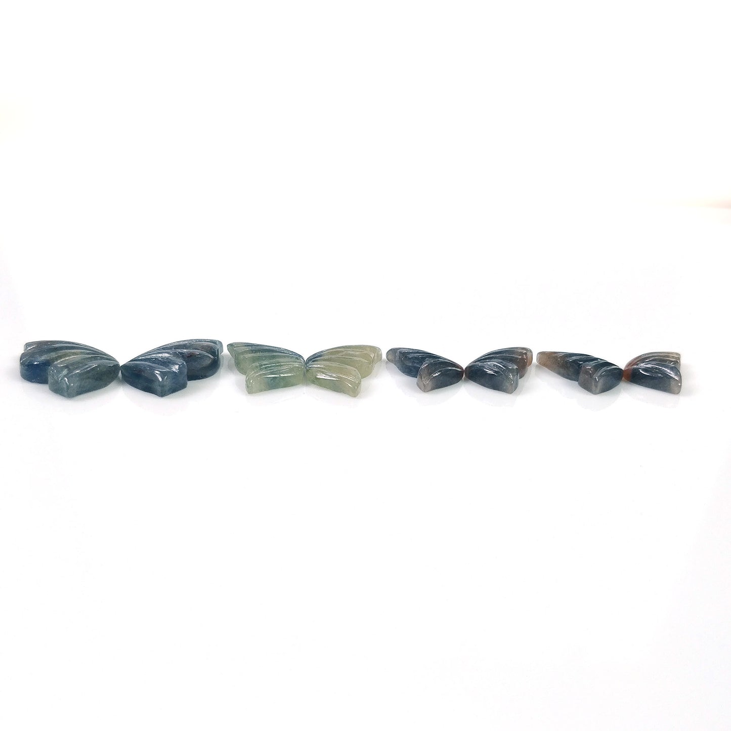 MULTI SAPPHIRE Gemstone Carving: Natural Untreated Bi-Color Sapphire Hand Carved BUTTERFLY Pair (With Video)