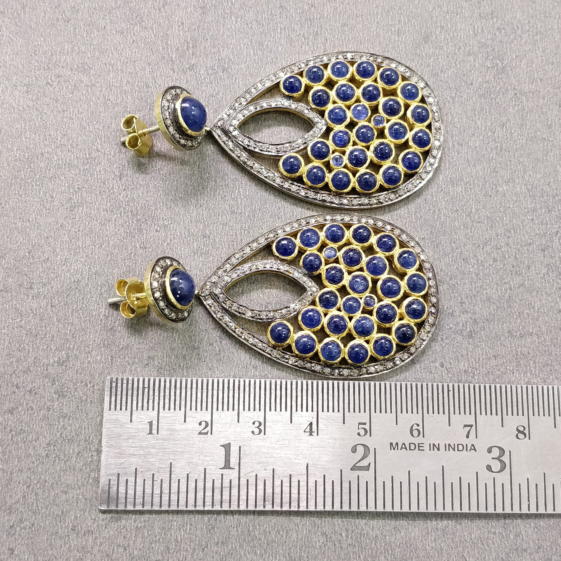 Blue Sapphire And Diamond Earrings